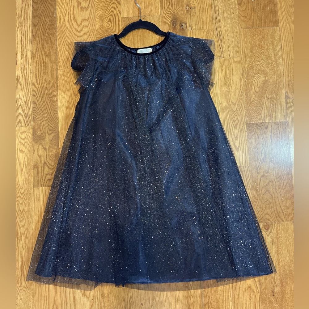 Zara black sparkling tule dress size 13-14 years new